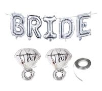 1 Ensemble De Ballons Avec Lettres, 2 Pièces Avec Bague En Diamant Argenté, Ballons De Mariée, Décorations De Fête De Fiançailles, Ballons De Fête Prénuptiale, Décorations De Mariée