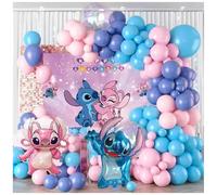 1 ensemble de ballons en latex Disney, 123 pièces, thème Lilo & Stitch, joyeux anniversaire, décoration de fête d'anniversaire en famille SDZ03