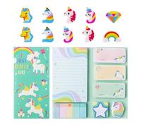 1 Ensemble De Bloc-Notes Cheval Arc-En-Ciel Et 10 Gommes Cheval Arc-En-Ciel, Mini Gommes, Blocs-Notes De Dessins Animés Créatifs, Papeterie D'Étudiant Mignonne, Fournitures Scolaires