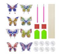 1 ensemble de bricolage en diamant papillon, 1 ensemble d'outils de pointage, bâtons décoratifs papillon lumineux, autocollants en diamant bricolage, matériel d'artisanat pour enfants
