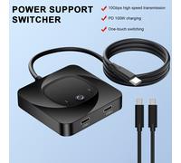 1 ensemble de commutateurs bidirectionnels 8K @ 60HZ USB-C KVM avec charge PD100W, commutateur de Transmission 10Gbps pour téléphone et ordinateur