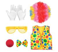 1 Ensemble De Costumes De Clown, des Verres De S De Faux Gilet De Perruque, des Accessoires De Rôle, des Hommes Et des Femmes Universels, des Accessoires De Costumes De Fête.