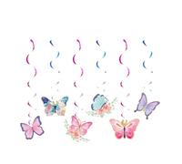 1 ensemble de décoration de fête d'anniversaire papillon à suspendre, serviettes, gobelets, drapeaux, assiettes, cartes d'invitation