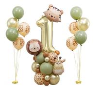 1 ensemble de décorations de 1er anniversaire Wild One, ensemble ballons d'animaux la jungle avec ballon numéro 1 en or champagne 40 pouces pour garçons, ballons d'animaux