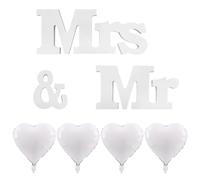 1 Ensemble De Décorations De Mariage, 4 Ballons, Décorations M. Et Mme, Décorations De Mariage En Bois, Décorations De Mariage Décoration Blanche
