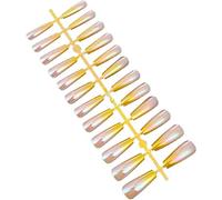 1 ensemble de faux ongles en forme de cercueil pour nail art à faire soi-même - Dégradé brillant - Décoration de salon de manucure - Kit de faux ongles ballerine pour salon - 4 jolis motifs