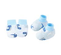 1 ensemble de gants et chaussettes pour bébé - Pour nouveau-nés jusqu'à 6 mois - Avec motif de dessin animé - Tissu doux en coton, Dinosaure bleu clair, Taille unique