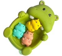 1 ensemble de jouets de bain pour bébé, jouets bain flottants en forme d'animal mignon, empilables, interactifs, sans trous, à presser doux, pour bébés, cadeaux pour enfants, hippopotame