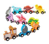 1 Ensemble de Jouets De Dinosaures Trains,Dinosaure Magnétique Train en Bois Jouet de Numéro 0-10,Montessori Voiture Jouet de Motricité,Dinosaure Cadeau Jeux Educatif pour Garçon Fille