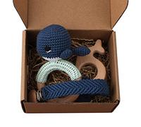 1 ensemble de jouets pour bébé nouveau-né en coton tricoté avec anneau de dentition en bois + tétine clip chaîne support hochet bracel clip chaîne support