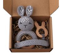 1 ensemble de jouets pour nouveau-né en bois de hêtre avec chaîne de dentition