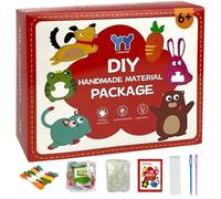 1 ensemble de kit de couture pour enfants, kit couture en feutre d'animal en peluche mignon, différents feutres en peluche amusants pour enfants, bricolage, ornements artisanaux, jouets éducatifs