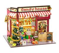1 Ensemble De Kit De Maison De Bonbons De Noël en Bois À Faire Soi-même, Maisons De Poupées Au Pays des Merveilles De Noël, Kits Miniatures, Kit De Maison Miniature Fait À Main
