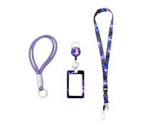 1 Ensemble De Lanière De Porte-Carte Papillon Et 1 Lanière Courte Violette, Conception De Boucle De Homard Rotative, Légère Et Durable, Accessoires De Stockage De Cartes.