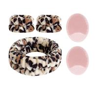 1 Ensemble De Lavage De Visage Imprimé Léopard, Brosse À Lavage Du Visage 2 Pièces, Jeu De Bracelet En Bande Élastique, Accessoires De Soins De La Peau Pratiques.