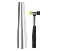1 ensemble de mandrins avec marteau en caoutchouc rond en acier inoxydable pour bijoux, marteau en caoutchouc bidirectionnel, outil de formage de métal pour homme et femme