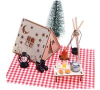 1 Ensemble de Miniatures de Maison poupée Comprenant Une Tente Maison poupée, Un Arbre Noël Miniature, Une Mini Nourriture, Un feu Camp Jouet, des lumières et Plus