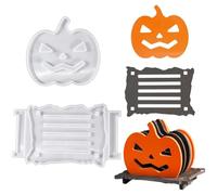 1 Ensemble De Moules En Silicone Pour Dessous De Verre En Résine Époxy Avec Support, Pour Dessous De Verre En Forme De Citrouille D'halloween, Pour Résine Époxy, Sous-verres Pour Loisirs Créatifs
