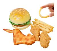 1 ensemble de nourriture de jeu réaliste, nourriture en plastique artificiel comprenant un hamburger, du poulet frit, des frites pour les décorations d'Halloween, des accessoires d'affichage en plast
