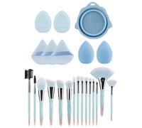 1 ensemble de pinceaux de maquillage de voyage houppette de maquillage ensemble de pinceaux de maquillage brosse à poudre cosmétique nettoyant bol de lavage pliable