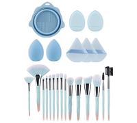 1 ensemble de pinceaux de maquillage pour le visage, bol de lavage pliable, houppette de poudre cosmétique de voyage pour femme