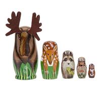 1 ensemble de poupées gigognes d'animaux peints en bois poupées gigognes russes 5 pièces créatures de dessin animé mignonnes finition lisse pour anniversaire filles garçons ou décoration la mai