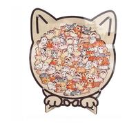 1 Ensemble de Puzzle Anti-Stress à thème Animaux: Chien, Chat, Ours - Puzzle en Bois Style Dessin animé pour la décoration intérieure - Jouet Amusant et éducatif - Idée Cadeau