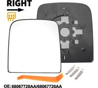 1 Ensemble De Remplacement De Verre De Rétroviseur Pour Dodge Pour Ram 1500 2009-2020 C?té Passager Droit Partie Supérieure N° De Pièce 68067728Aa/68067726Aa Verre Réel Plastique