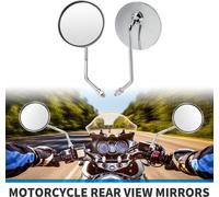 1 Ensemble De Rétroviseurs De Moto Rétroviseurs De Guidon Universels En Fer Et Plastique Chromé Argenté Réglables M10 Forme Ronde