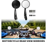 1 Ensemble De Rétroviseurs De Moto Rétroviseurs De Guidon Universels En Plastique Noir Réglables M8/M10 Forme Ronde