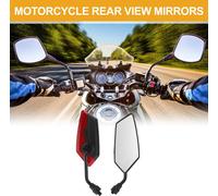 1 Ensemble De Rétroviseurs De Moto Universels M10 Embouts De Guidon Miroir Latéral Réglable En Fer Et Plastique Noir Rouge Forme Prismatique