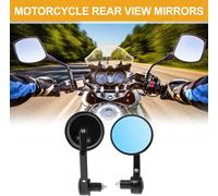 1 Ensemble De Rétroviseurs De Moto Universels M8 Embouts De Guidon Miroir Latéral Réglable En Aluminium Noir Forme Ronde