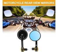 1 Ensemble De Rétroviseurs De Moto Universels M8 Embouts De Guidon Rétroviseurs Latéraux Montage Réglable En Aluminium Noir Or Forme Ronde