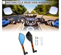 1 Ensemble De Rétroviseurs De Moto Universels Réglables Embout De Guidon M8/M10 Noir Orange Alliage D'Aluminium Forme Polygonale