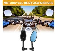 1 Ensemble De Rétroviseurs Latéraux De Guidon De Moto Universel M8 En Aluminium Noir Réglable En Forme Ovale