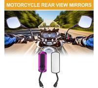 1 Ensemble De Rétroviseurs Latéraux De Guidon De Moto Universels M10 Barre D'Extrémité De Miroirs De Vue Arrière Réglables En Fer Et Plastique Noir Violet Forme Carrée