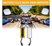 1 Ensemble De Rétroviseurs Latéraux De Guidon De Moto Universels M10 Barre D'Extrémité De Miroirs De Vue Arrière Réglables En Fer Et Plastique Noir Et Or Forme Carrée