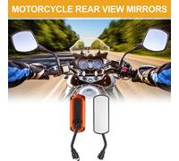 1 Ensemble De Rétroviseurs Latéraux De Guidon De Moto Universels M10 Barre D'Extrémité De Miroirs De Vue Arrière Réglables En Fer Et Plastique Noir Orange Forme Carrée