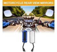 1 Ensemble De Rétroviseurs Latéraux De Guidon De Moto Universels M10 Barre D'Extrémité De Miroirs De Vue Arrière Réglables En Fer Et Plastique Noir Bleu Forme Carrée