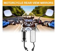 1 Ensemble De Rétroviseurs Latéraux De Guidon De Moto Universels M10 Barre D'Extrémité De Miroirs De Vue Arrière Réglables En Fer Et Plastique Noir Argent Forme Carrée