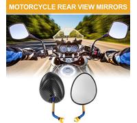 1 Ensemble De Rétroviseurs Latéraux De Guidon De Moto Universels M10 Réglables En Montage En Forme D'Ovale En Fer Et Plastique Motif Fibre De Carbone Noir