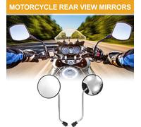 1 Ensemble De Rétroviseurs Latéraux De Guidon De Moto Universels M8 Barre D'Extrémité De Miroirs De Vue Arrière Réglables En Fer Et Plastique Ton Argent Blanc Forme Ronde