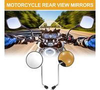 1 Ensemble De Rétroviseurs Latéraux De Guidon De Moto Universels M8 Barre D'Extrémité De Miroirs De Vue Arrière Réglables En Fer Et Plastique Ton Argent Ton Or Forme Ronde