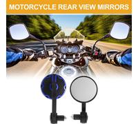 1 Ensemble De Rétroviseurs Latéraux De Guidon De Moto Universels M8 Barre D'Extrémité De Miroirs De Vue Arrière Réglables En Aluminium Plastique Noir Bleu Forme Ronde
