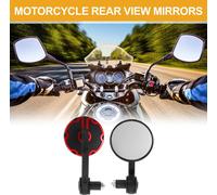 1 Ensemble De Rétroviseurs Latéraux De Guidon De Moto Universels M8 Barre D'Extrémité Réglable En Aluminium Plastique Noir Rouge Forme Ronde