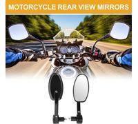 1 Ensemble De Rétroviseurs Latéraux De Guidon De Moto Universels M8 En Aluminium Noir Réglable En Forme Ovale