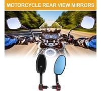 1 Ensemble De Rétroviseurs Latéraux De Guidon De Moto Universels M8 En Aluminium Noir Rouge Forme Ovale Réglable