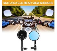 1 Ensemble De Rétroviseurs Latéraux De Guidon De Moto Universels M8 En Aluminium Réglables Noir Argent Forme Ronde