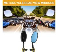 1 Ensemble De Rétroviseurs Latéraux De Guidon De Moto Universels M8 En Aluminium Réglables Noir Or En Forme Ovale