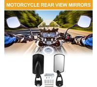 1 Ensemble De Rétroviseurs Latéraux De Guidon De Moto Universels, Montage Ajustable En Aluminium Noir, Forme Carrée